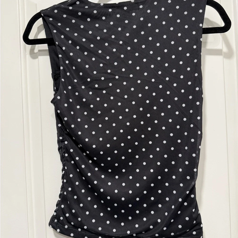 Women’s Size Medium Black and White Polka Dot Tank Top - Picture 2 of 6
